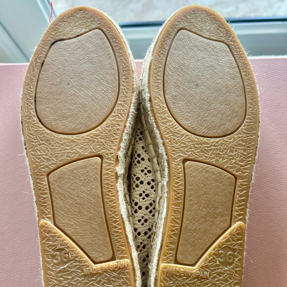Diane von Furstenberg DVF Crochet Espadrille Beige Raffia Flats Size 36 - Picture 10 of 15
